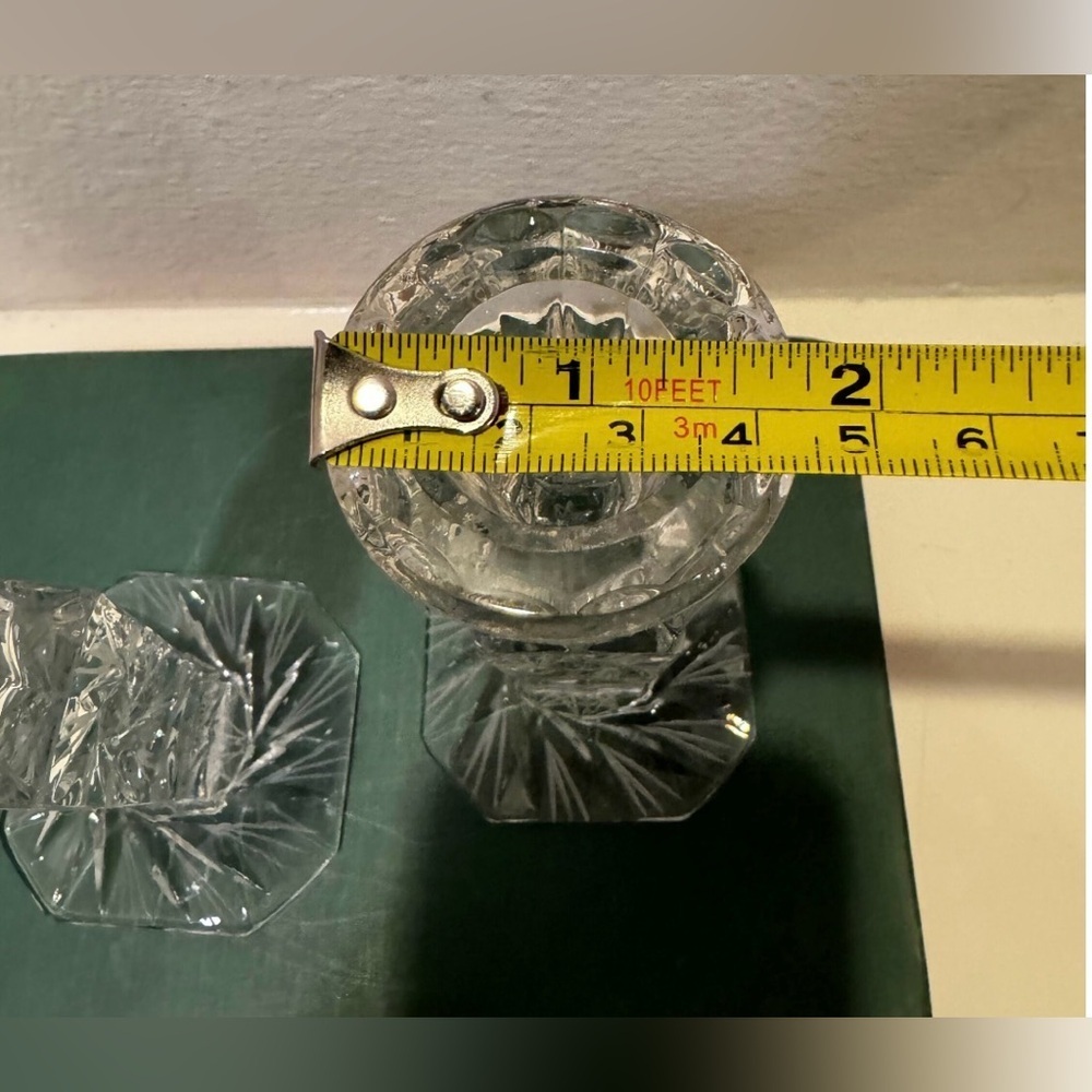 Vintage 24% Lead Hand Cut Crystal Imperial Polish Candlestick Holders (Pair) - Picture 8 of 9
